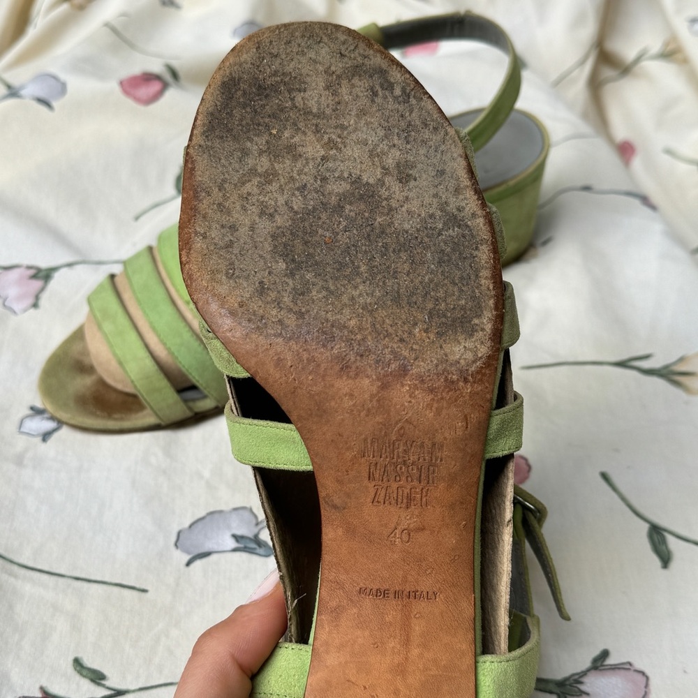 Maryam Nassir Zadeh - Green Suede Palma Low - Strappy Women's Sandals 40 - Picture 4 of 5